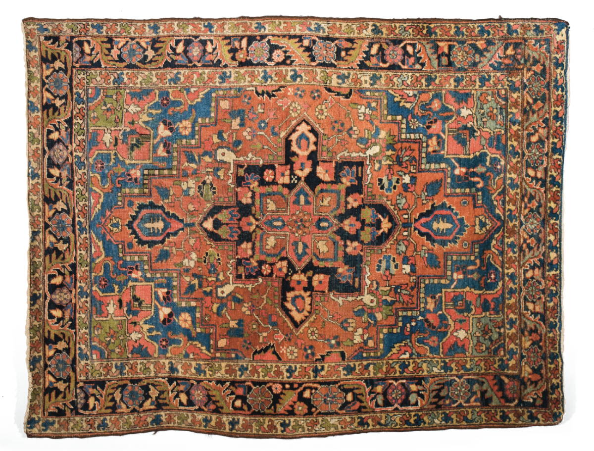 Appraisal: HERIZ RUG NORTHWEST PERSIA CIRCA The salmon and deep indigo