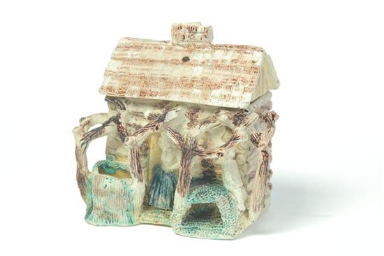 Appraisal: FOLK ART POTTERY LOG CABIN Possibly Houghton Pottery Dalton Ohio