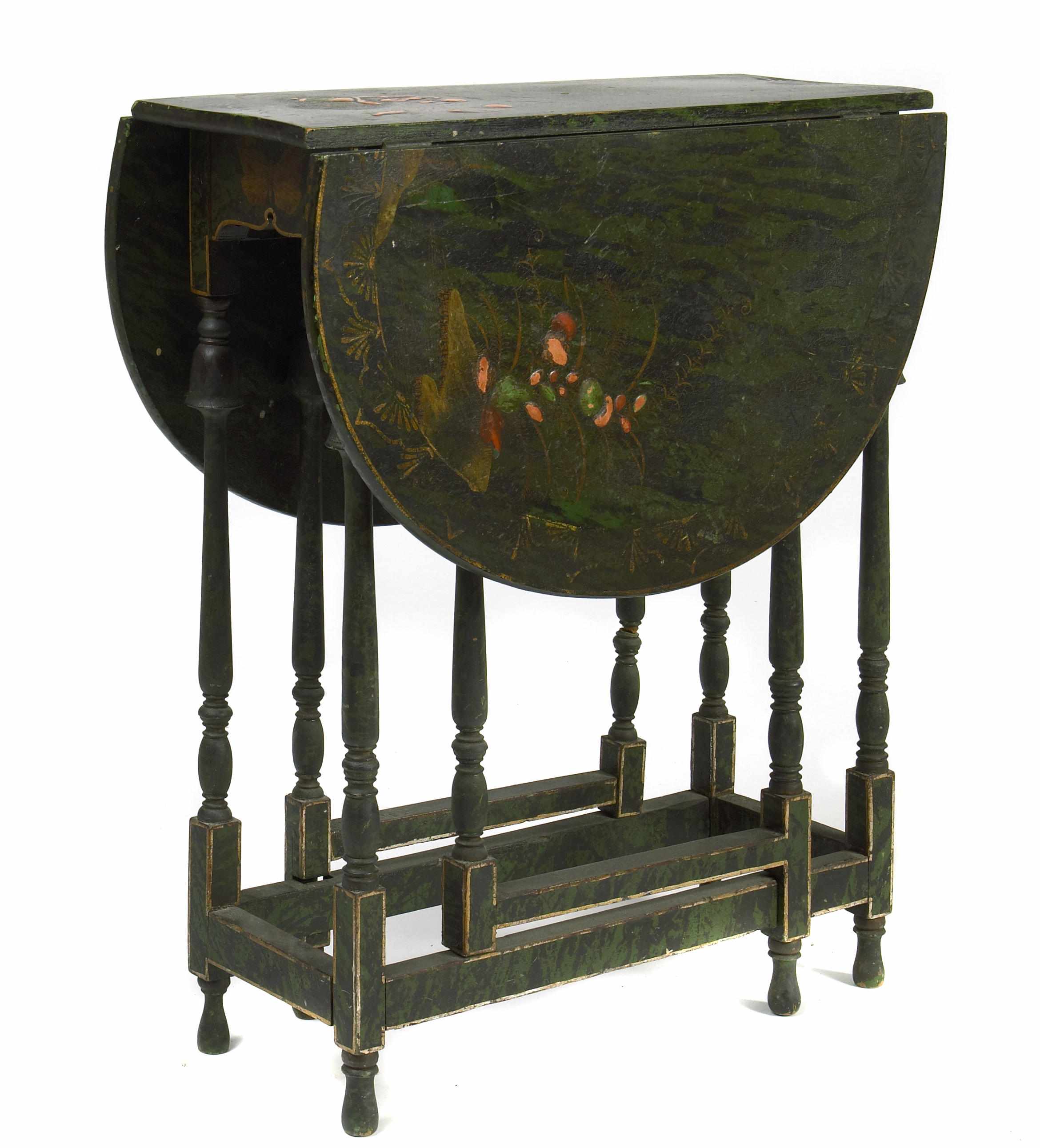 Appraisal: A George III style lacquered drop leaf occasional table height