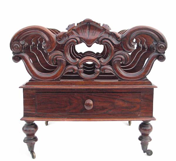 Appraisal: A William IV rosewood canterbury height in width in depth