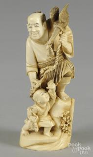 Appraisal: Japanese Meiji period carved ivory figure of a man and