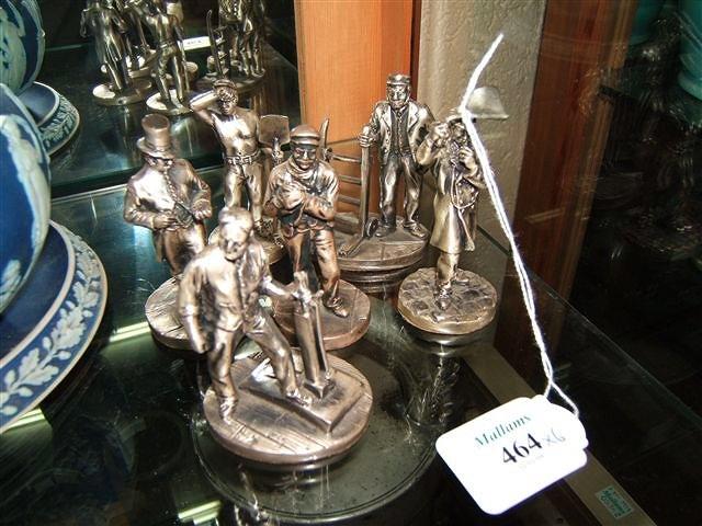 Appraisal: A set of six Royal Hampshire pewter railway worker figures