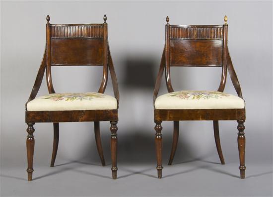 Appraisal: A Pair of Regency Barrel Back Chairs Height inches