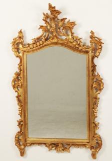 Appraisal: ITALIAN CARVED GILTWOOD MIRROR ITALIAN CARVED GILTWOOD MIRROR H X