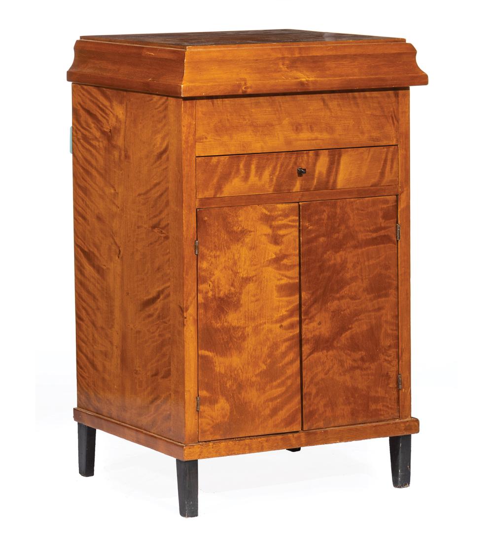 Appraisal: Antique Biedermeier-Style Birch Bedside Commode inset molded top frieze drawer