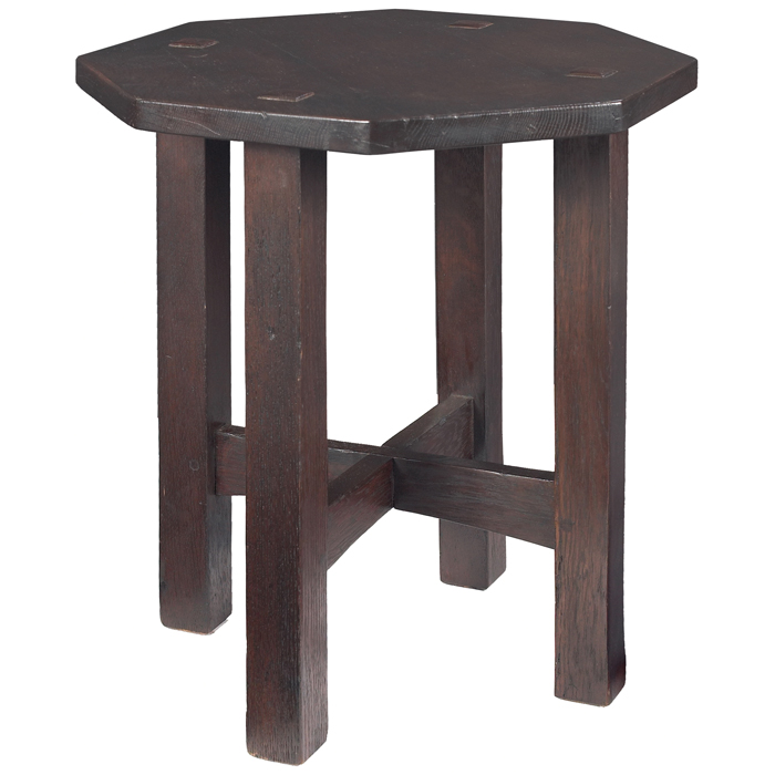 Appraisal: L and JG Stickley tabouret octagonal top with thru-post construction