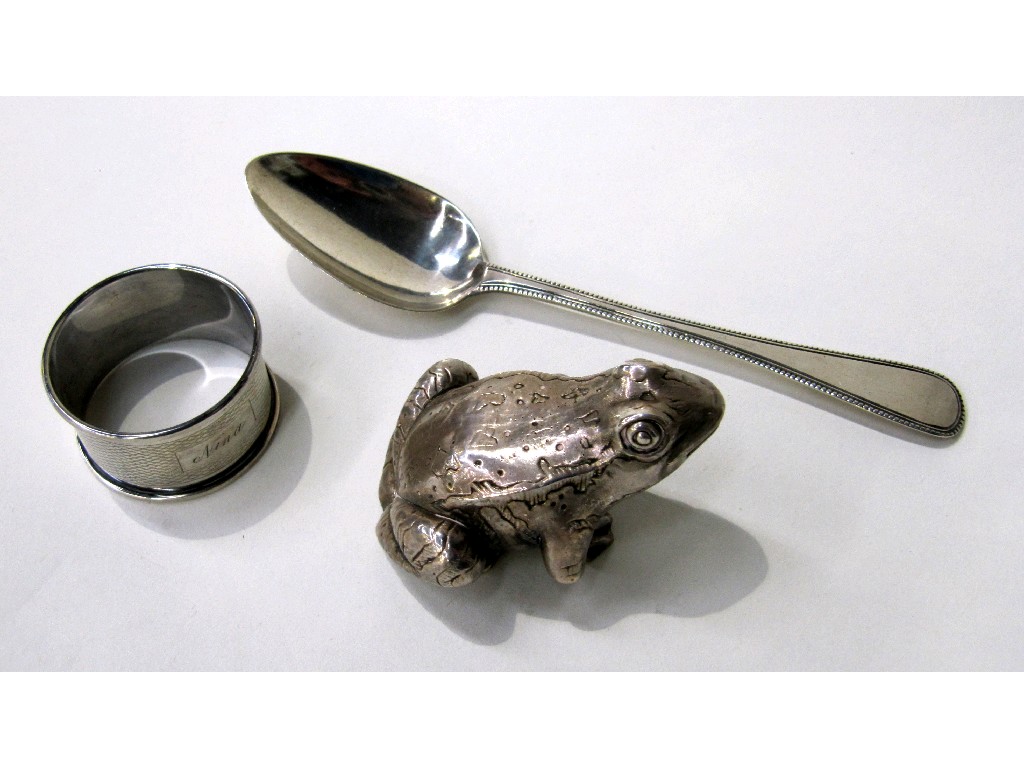 Appraisal: Lot comprising sterling silver figure of a frog a silver