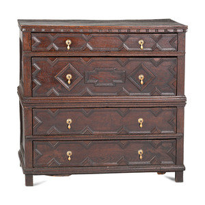 Appraisal: A Charles II Oak Chest of Drawers th Century Height