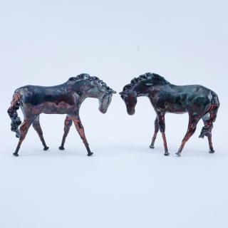 Appraisal: Two Lindsey Epstein Raku Pottery Model of Horses Good condition