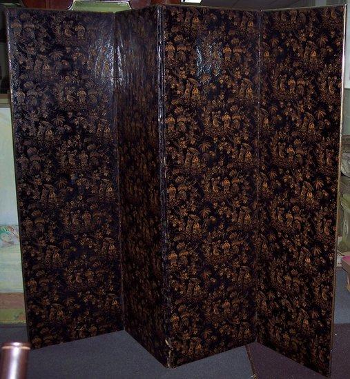 Appraisal: A decorative Chinoiserie four-fold screen cm high