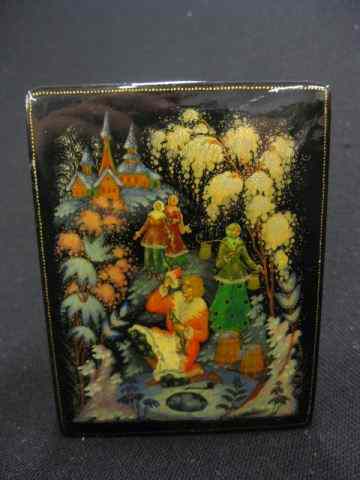 Appraisal: Russian Lacquerware Box scene with maidens artist signed '' x