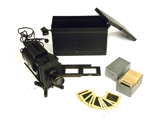 Appraisal: Single Bulb Projecter and Lantern Slides pieces ''A Better America''