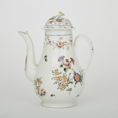 Appraisal: Plymouth or Bristol Coffee Pot c painted with colourful flower