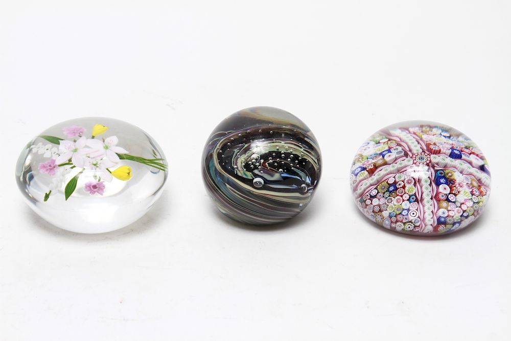 Appraisal: Vintage Murano English Other Paperweights Three vintage paperweights comprising a