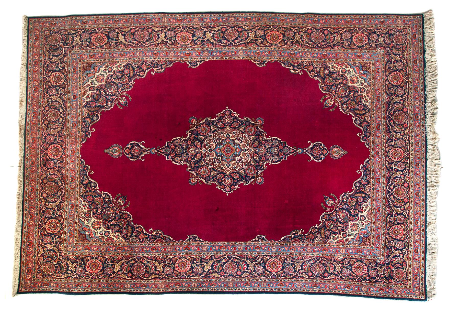 Appraisal: HANDMADE ORIENTAL ROOM SIZE RUG Twentieth century wool Crimson field