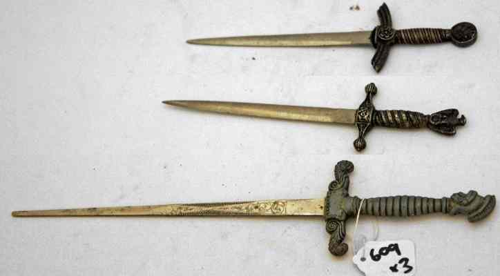 Appraisal: Three German Military miniature Sword Letter Openers