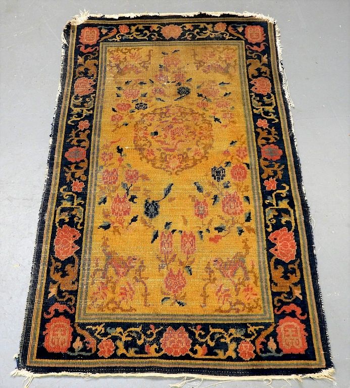 Appraisal: Chinese Art Deco Imperial Yellow Carpet Rug China Circa Yellow