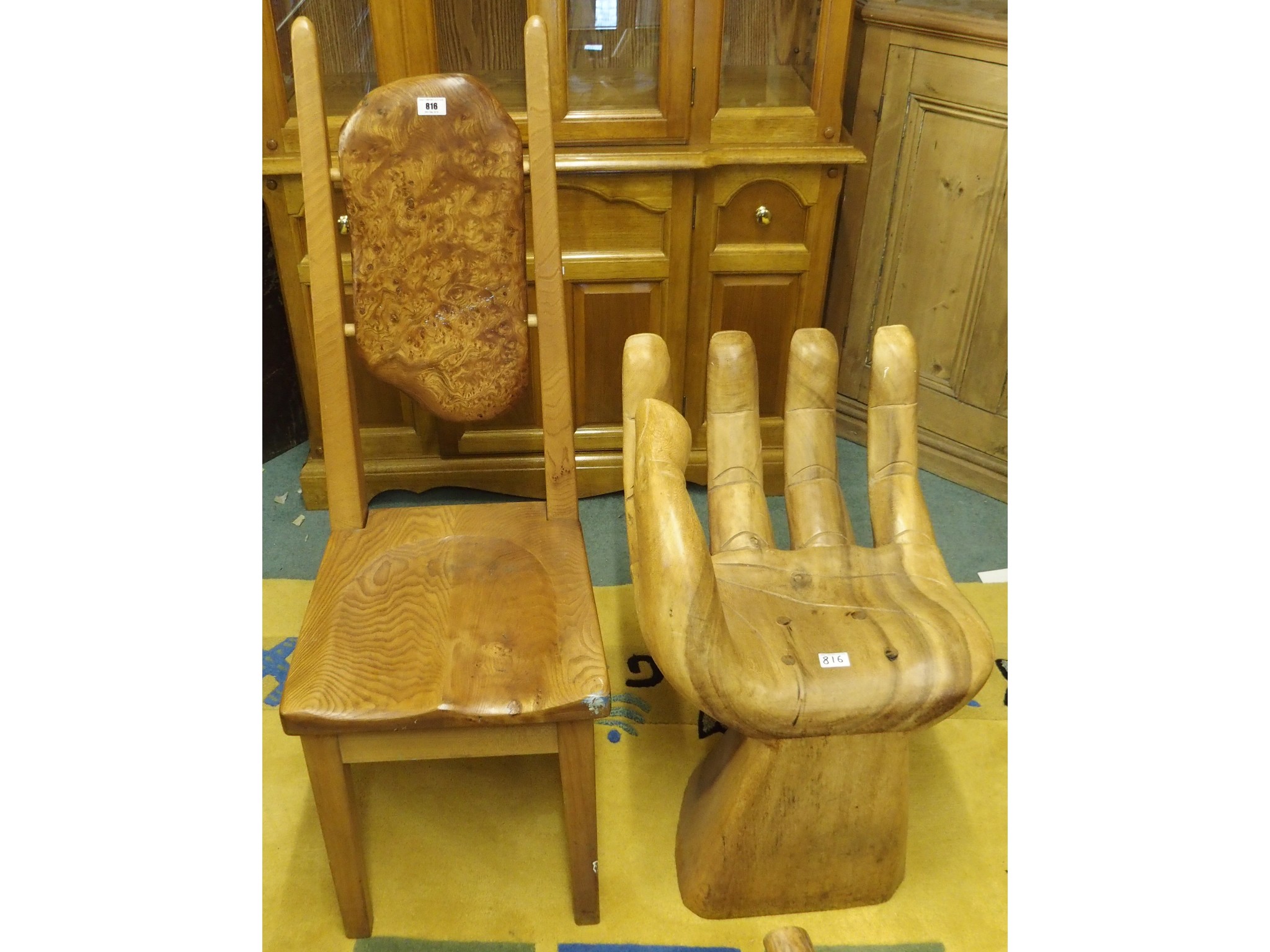 Appraisal: A hand crafted chair by David Samuels of Woodworks and