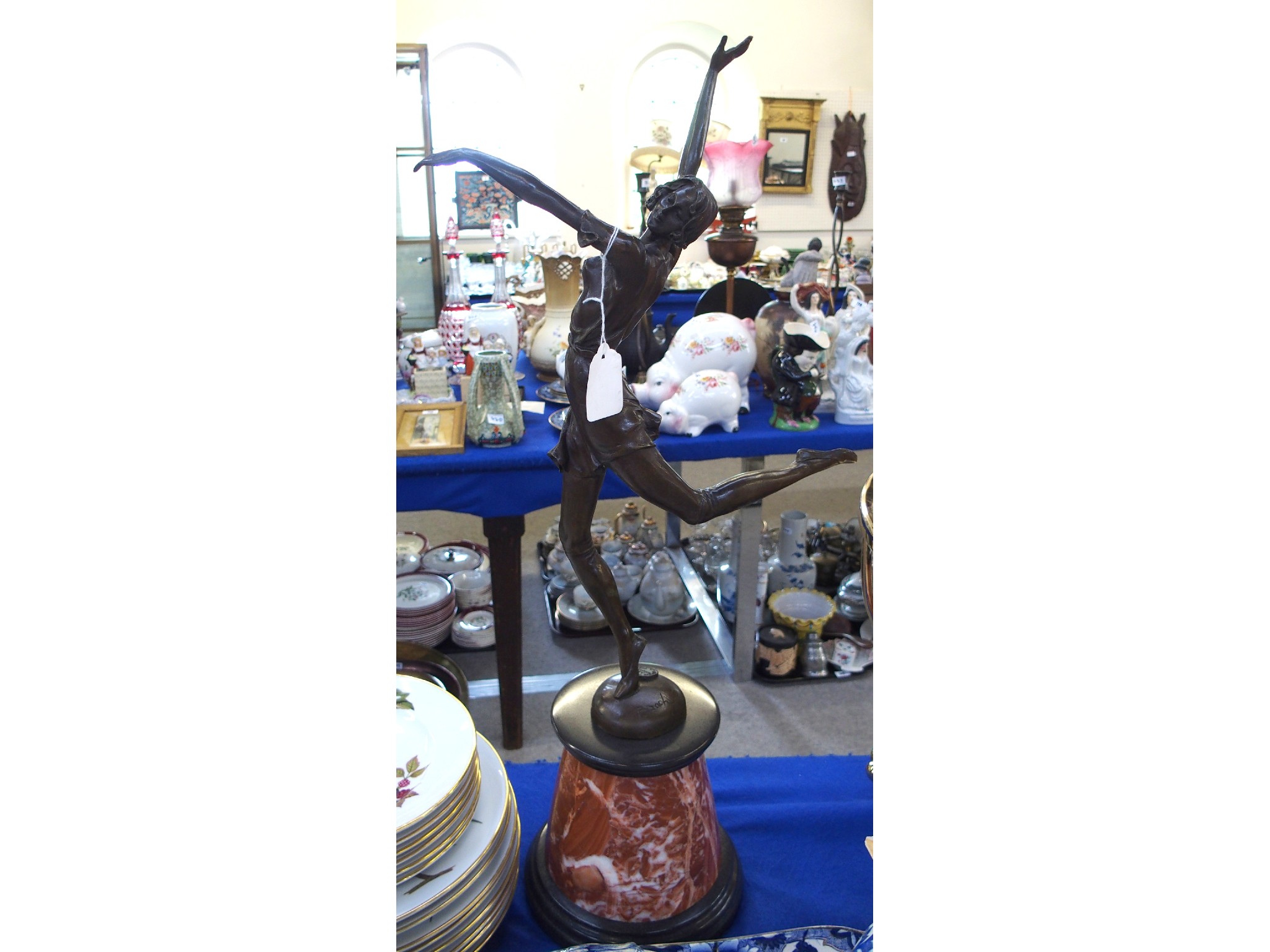 Appraisal: Large Art Nouveau bronzed metal figure of a dancing girl