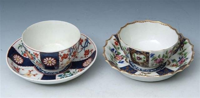 Appraisal: A WORCESTER POLYCHROME TEA BOWL and saucer with wavy rim