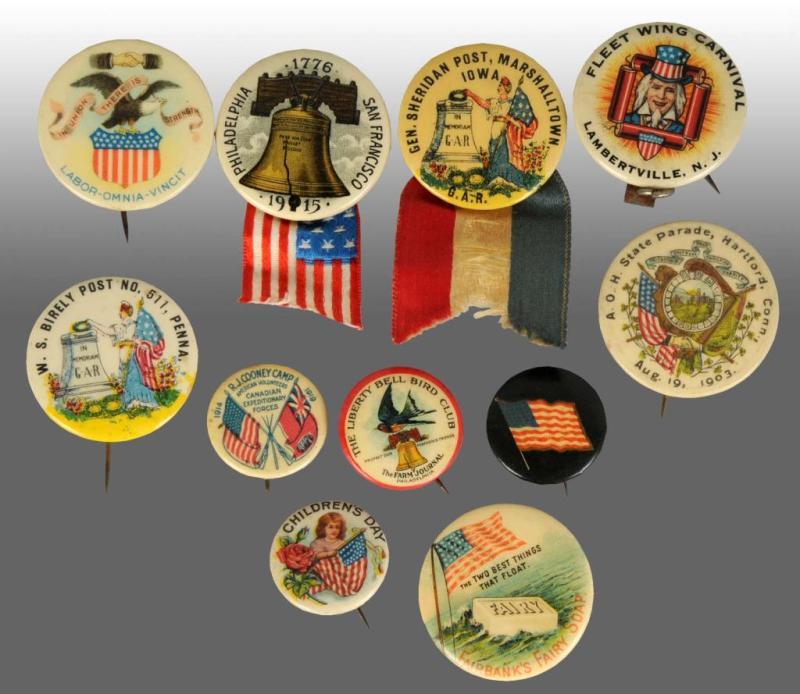 Appraisal: Lot of Assorted Celluloid Pins Description Patriotic related Wide range