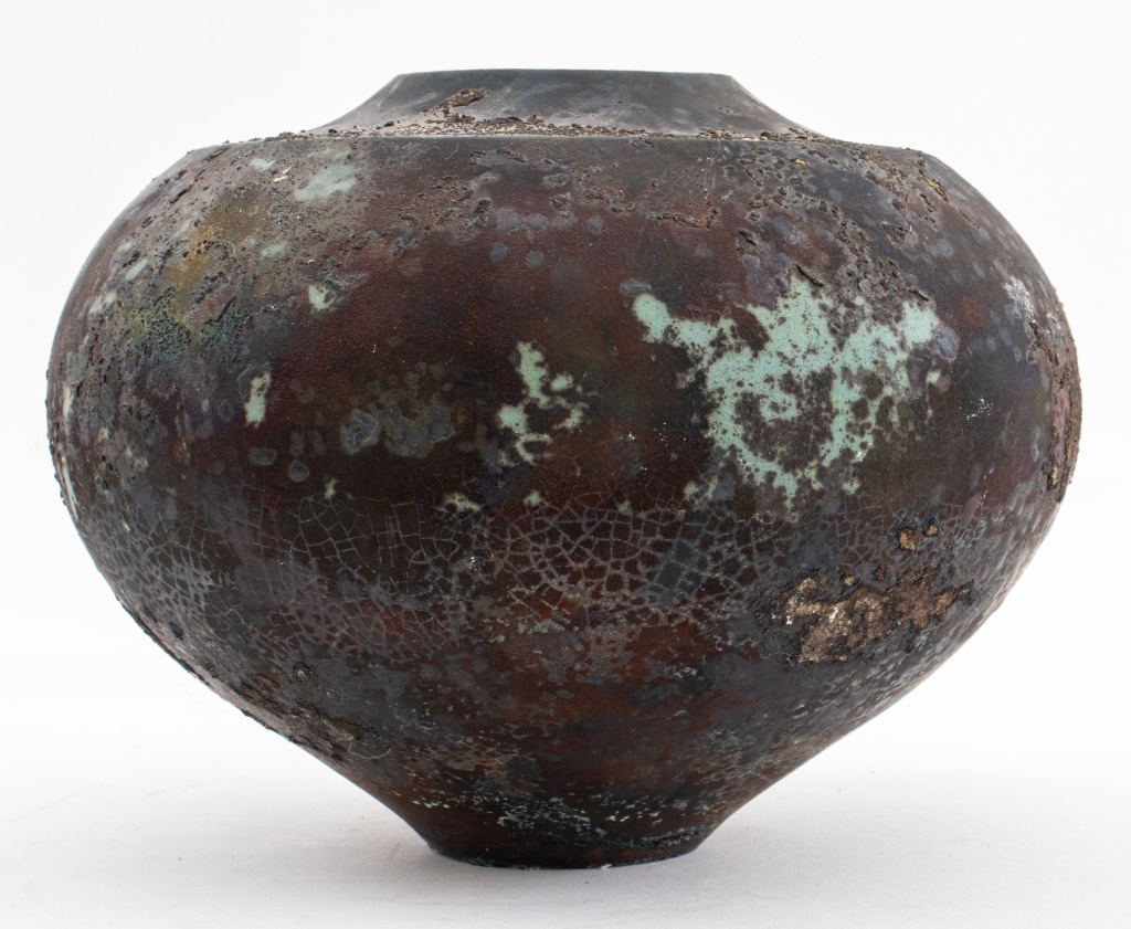 Appraisal: ANTHONY EVANS RAKU VASE TH C Anthony Tony Evans American