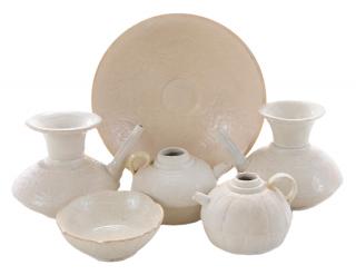 Appraisal: Six Pieces Cream Colored Sung and or Sung Style Chinese