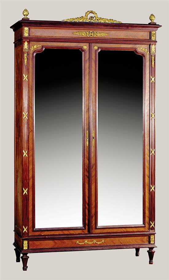 Appraisal: Louis XVI style mahogany and ormolu-mounted armoire late th century