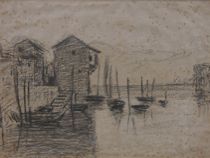 Appraisal: Unknown Artist Continental circa th Century Boat study Charcoal on