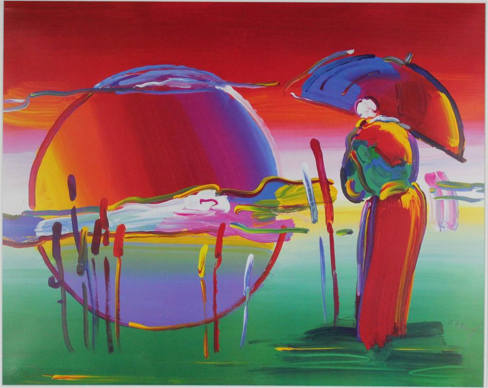 Appraisal: PETER MAX AMERICAN - UMBRELLA MAN IN REEDS Lithograph in