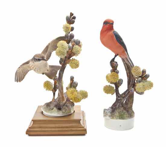 Appraisal: A Pair of Royal Worcester Dorothy Doughty Birds Vermilion Flycatcher