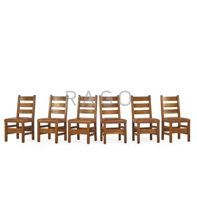 Appraisal: GUSTAV STICKLEY Set of six ladderback chairs no Ohm Eastwood