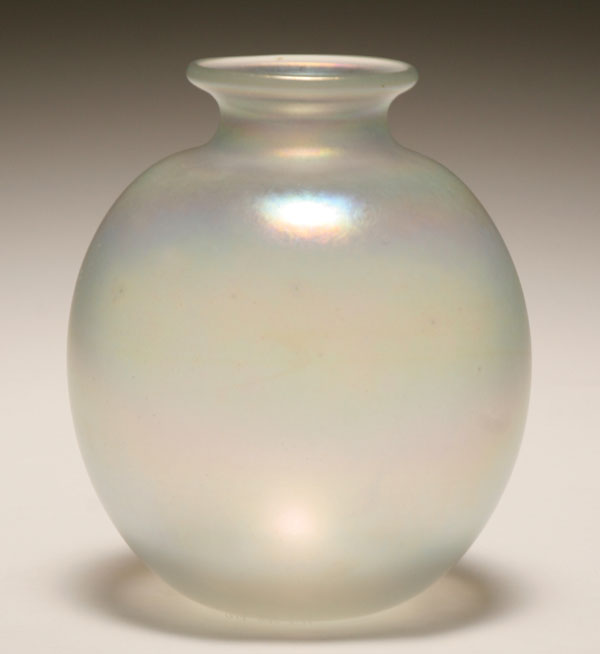 Appraisal: White stretch glass Robert Barber vase circa