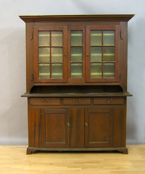 Appraisal: Pennsylvania pine and poplar Dutch cupboard ca x