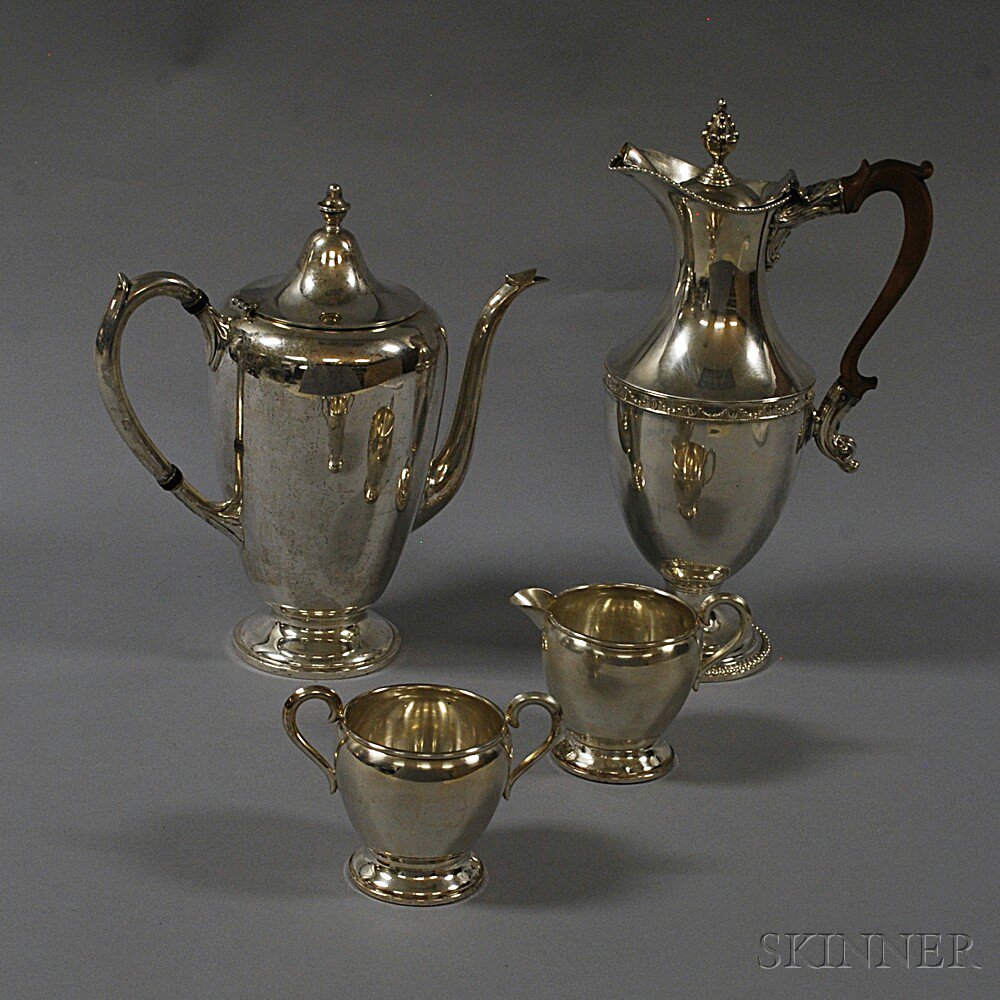 Appraisal: Four Sterling Silver and Silver-plated Tea and Coffee Items an