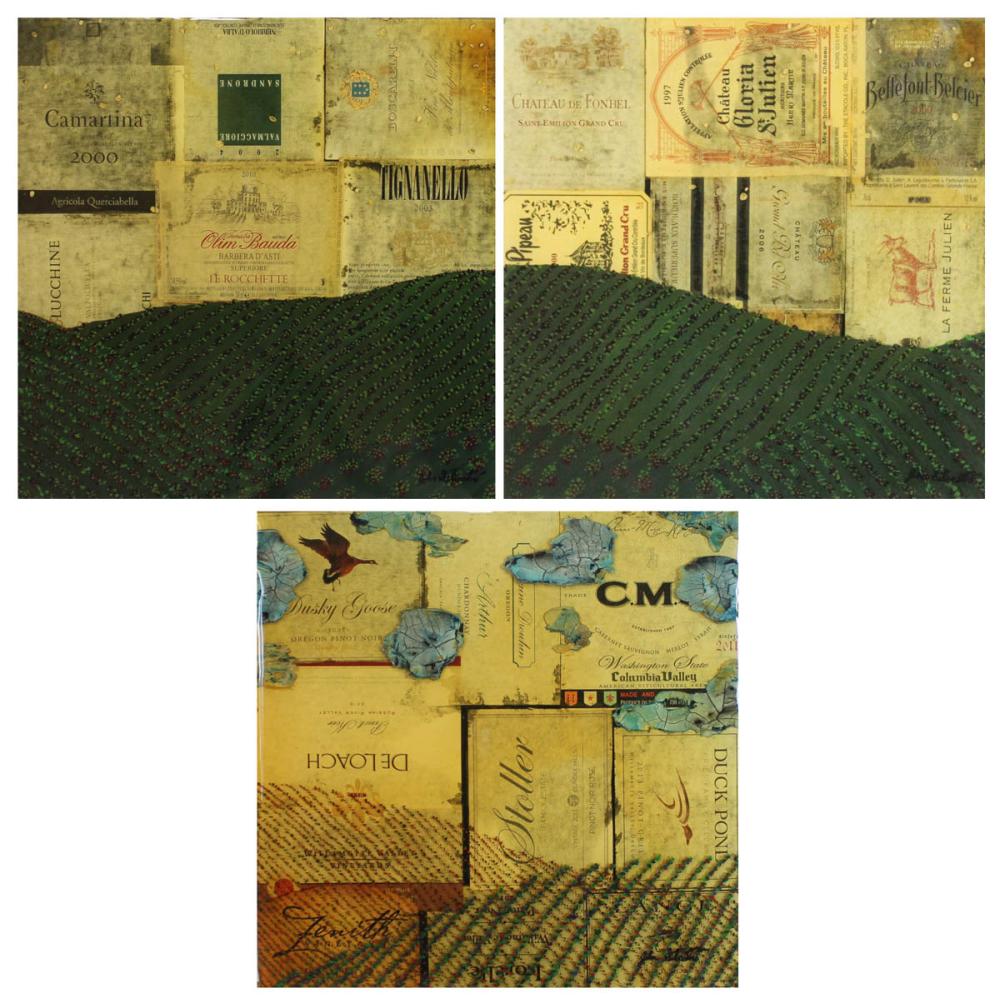 Appraisal: JOHN SILVESTRI Oregon Texas born three mixed medias with wine