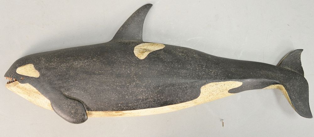 Appraisal: Clark Voorhees carved and painted wood killer whale stamped on