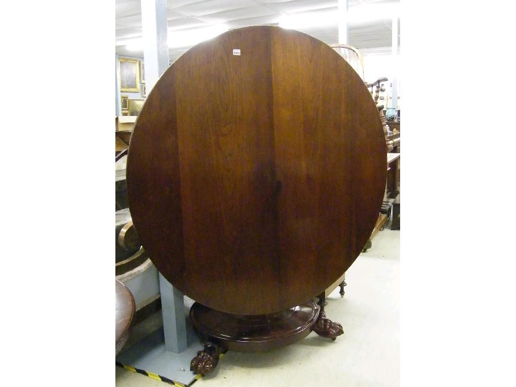 Appraisal: Victorian mahogany tilt-top circular dining table supported upon an octagonal