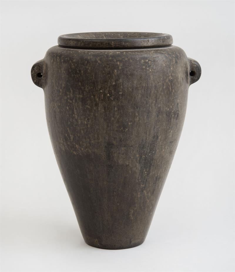 Appraisal: EGYPTIAN CARVED BASALT VESSEL x in Provenance Sold Parke-Bernet Galleries