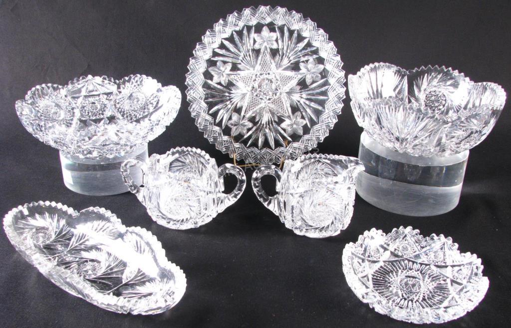 Appraisal: Group of Fine Cut Glass seven pieces including bowl with