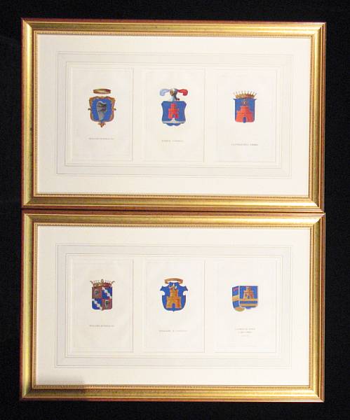 Appraisal: Tettoni amp Saldini Italian Heraldic Crests Lithographs with handcoloring in