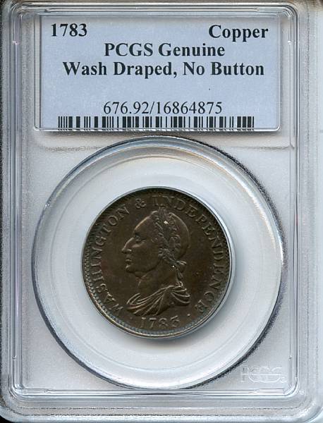 Appraisal: Washington amp Independence Copper Genuine Cleaned PCGS Draped Bust No