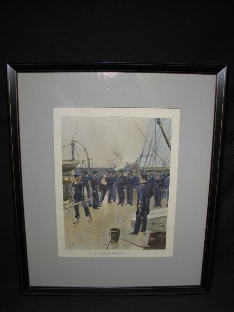 Appraisal: Hand colored lithograph titled X IN DAHLGREN SHELL GUNS Copyright