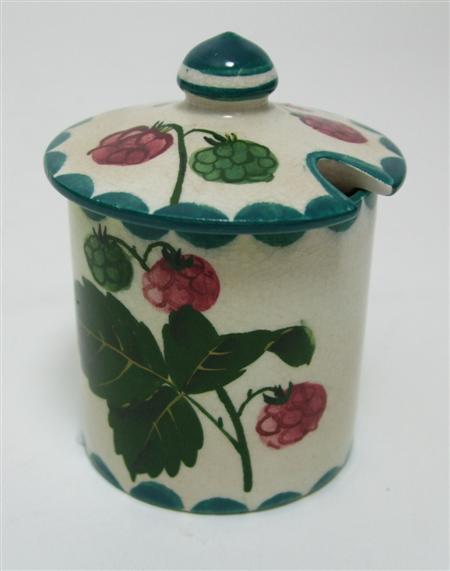 Appraisal: WEMYSS SMALL PRESERVE JAR COVER EARLY TH CENTURY decorated with