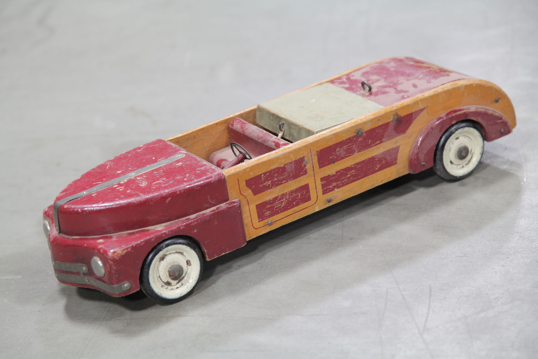 Appraisal: BUDDY L WOODEN CAR Illinois mid th century Maroon painted