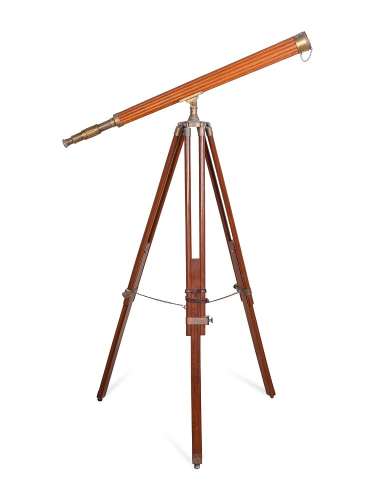 Appraisal: An English Brass-Mounted Mahogany Telescope on Stand Length of telescope