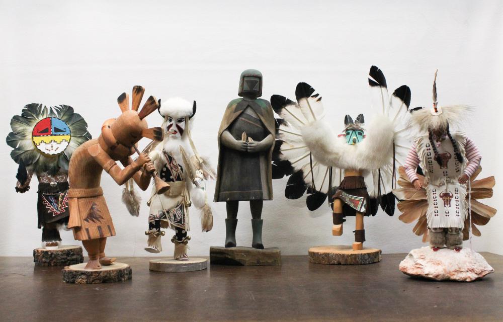 Appraisal: COLLECTION OF SEVEN KACHINA DOLLS each artist signed most carved