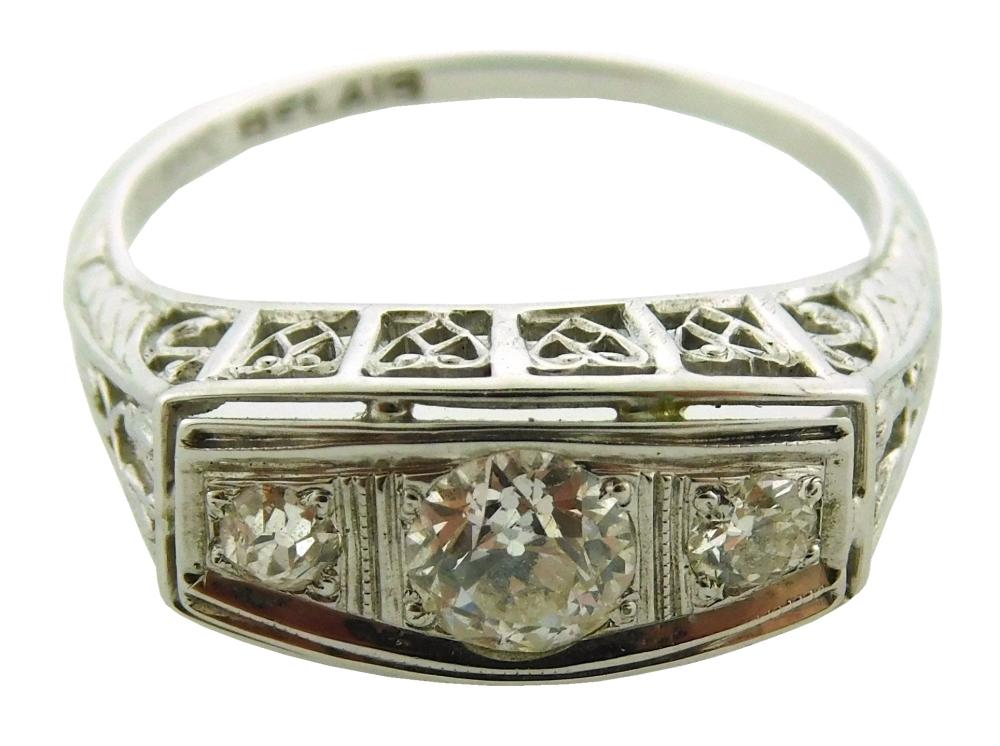 Appraisal: JEWELRY Vintage K Diamond Ring mounting stamped K white gold