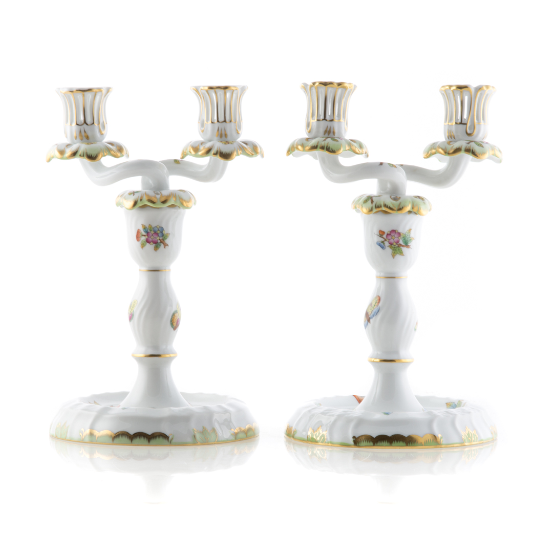 Appraisal: Pair Herend porcelain candelabra in the Queen Victoria pattern base