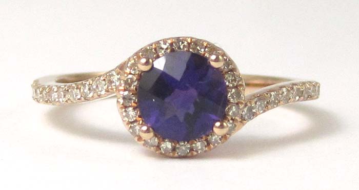 Appraisal: AMETHYST DIAMOND AND FOURTEEN KARAT WHITE GOLD RING set with